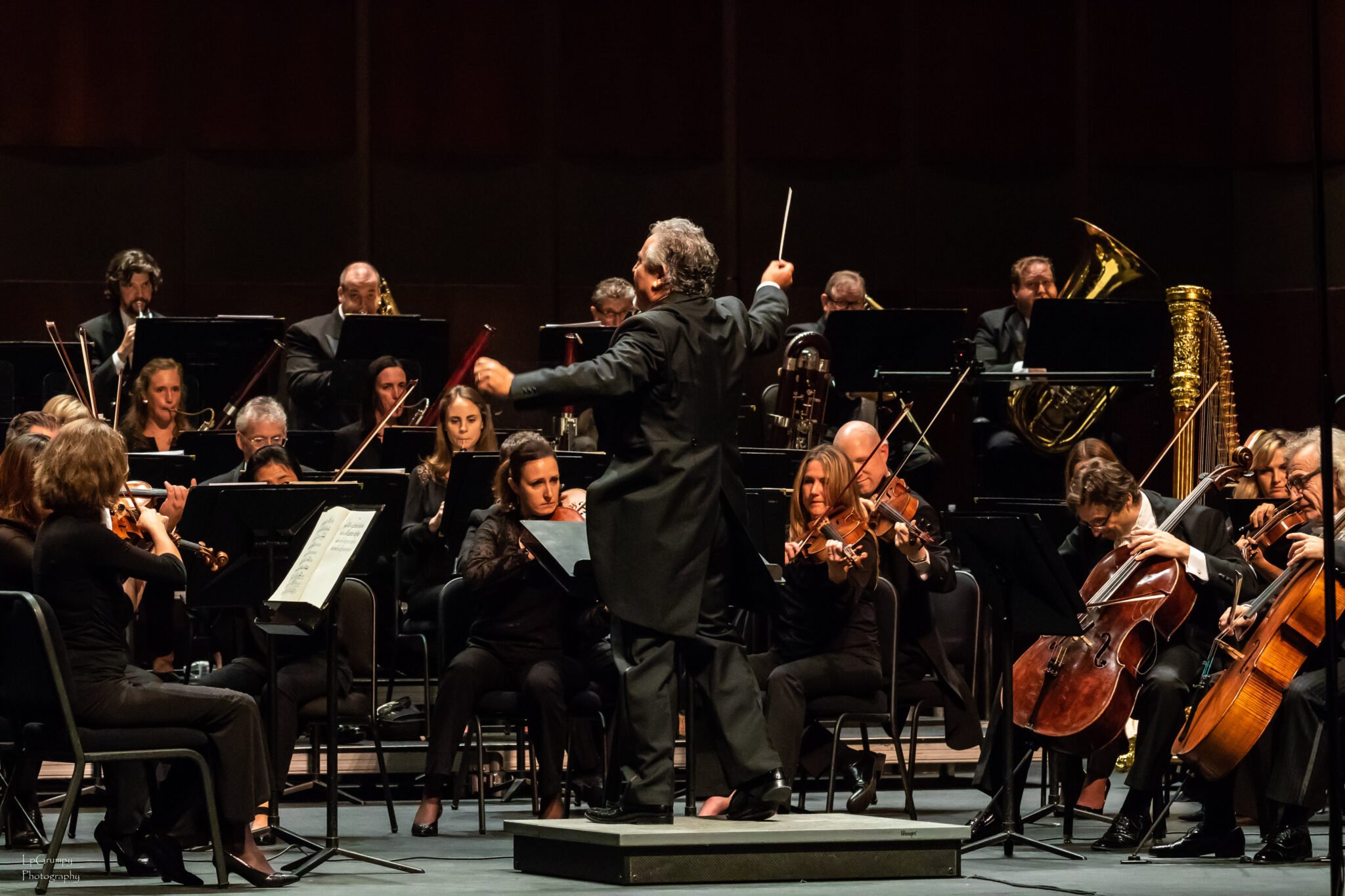 The Plano Symphony Orchestra in performance on stage.